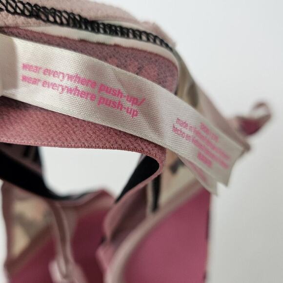 Vtg Y2k PINK Victoria Secret Camo Pink Super Push Up Bra Womans Size 32DD - Picture 6 of 6